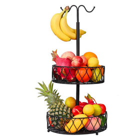 2-Tier Fruit Basket Bowl with Banana Hanger