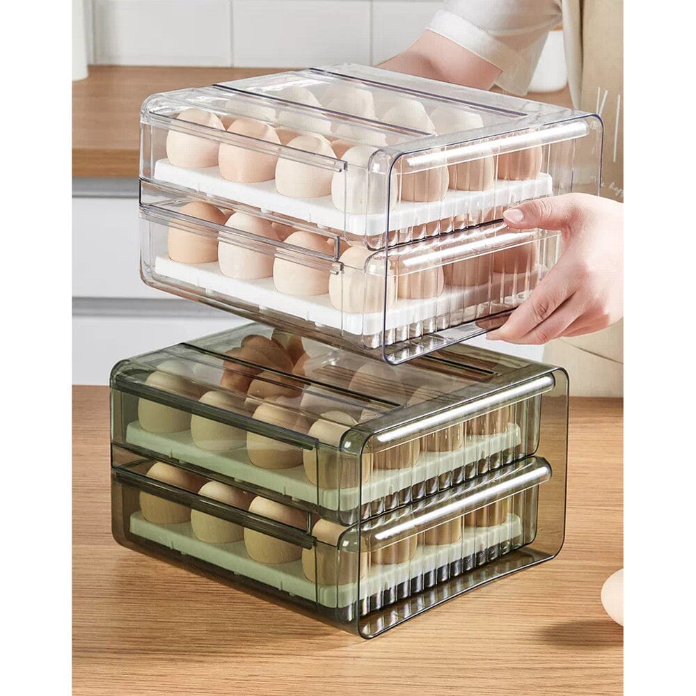 32 Grid Large Capacity Drawer Type Egg Storage - Green