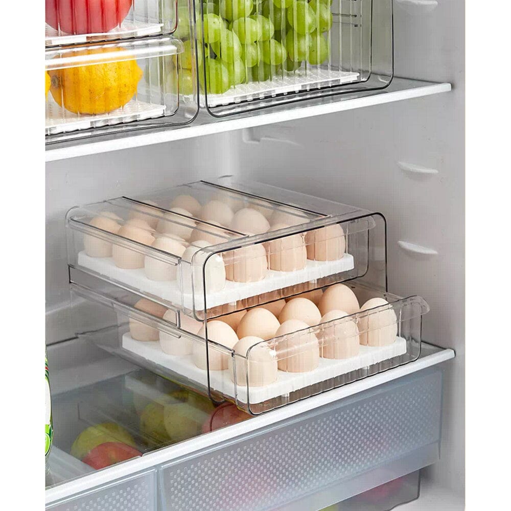 32 Grid Large Capacity Drawer Type Egg Storage - Clear