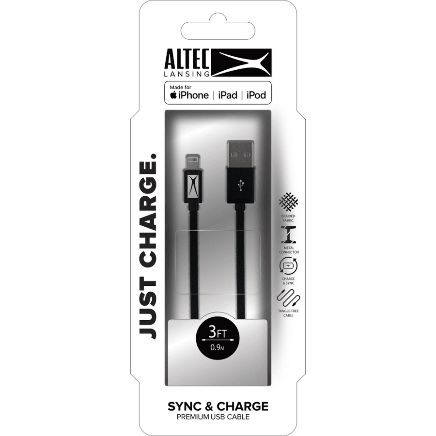 Altec Lansing Lightning to USB 3ft Fabric Cable