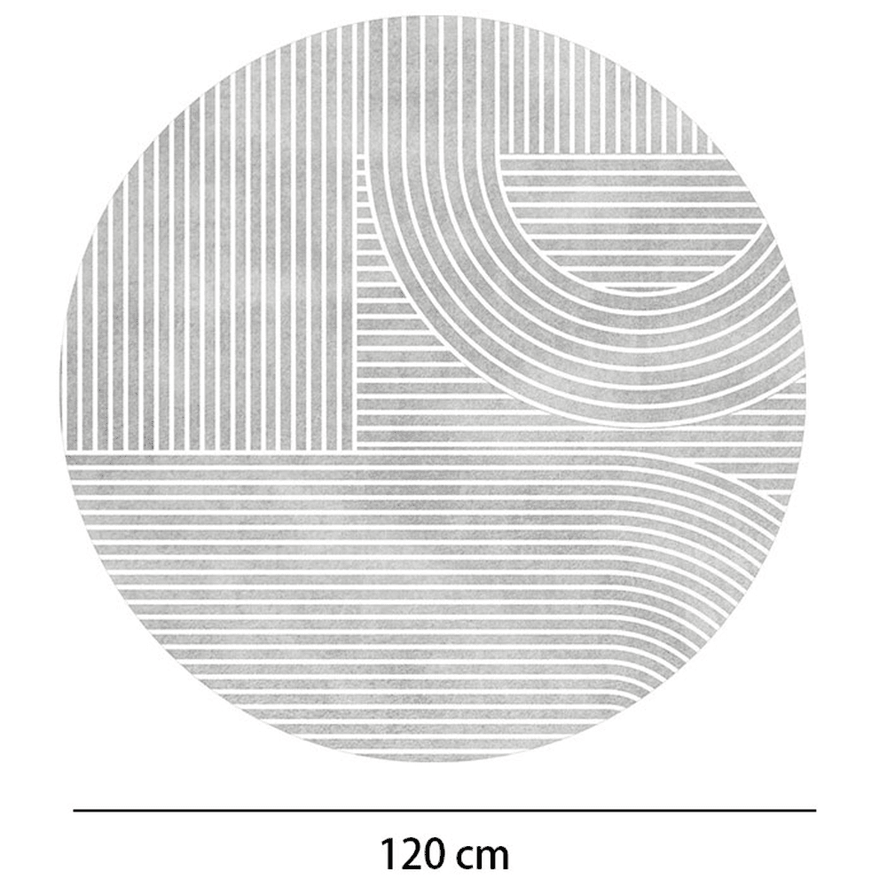 Maze Modern Abstract Non-Shedding Area Round Rug - 120cm