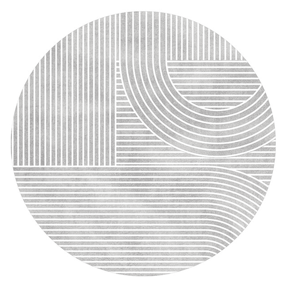 Maze Modern Abstract Non-Shedding Area Round Rug - 120cm