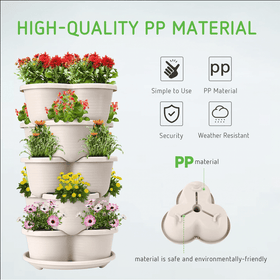 3-Tier Vertical Stackable Planter for Flowers/Herbs/Vegetables - White