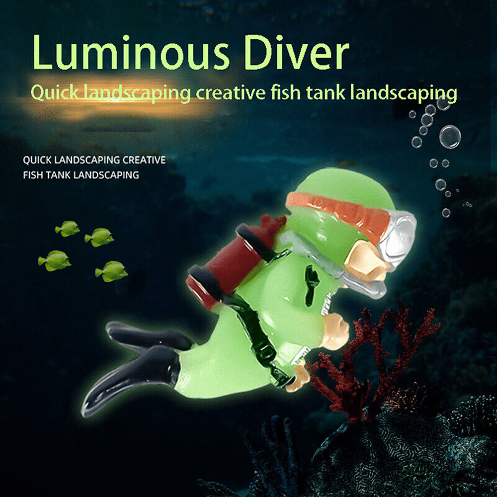 2pk Luminous Diver Micro Fish Tank Aquarium Ornament