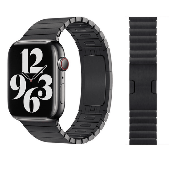 Ultra-Thin Solid Stainless Steel Band Compatible with Apple Watch 45mm/44mm/42mm - Black