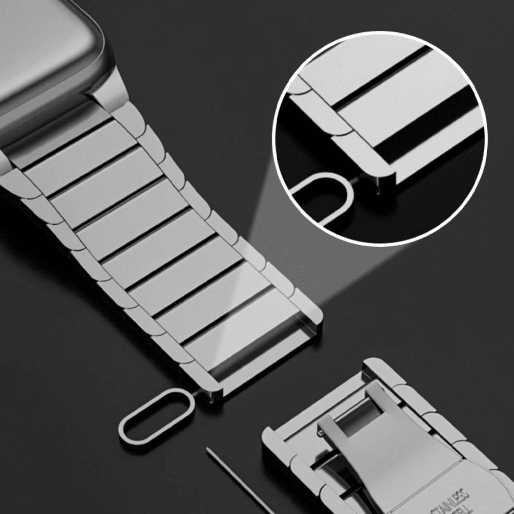 Ultra-Thin Solid Stainless-Steel Band Compatible with Apple Watch 41mm/40mm/38mm - Black