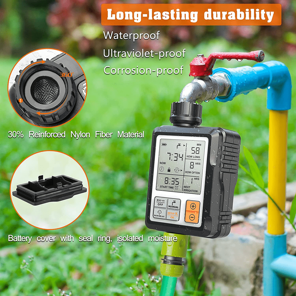 Double Outlet Water Timer for Garden Hose Faucet