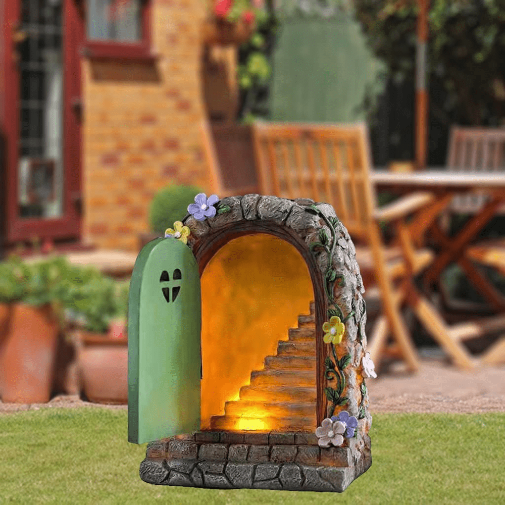 Miniature Fairy Garden Solar LED Stone Door