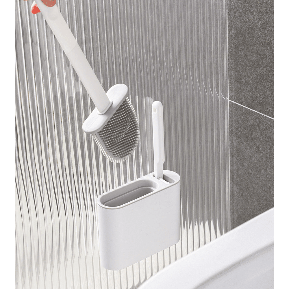 2in1 Flex Silicone Toilet Brush with Holder - Gray