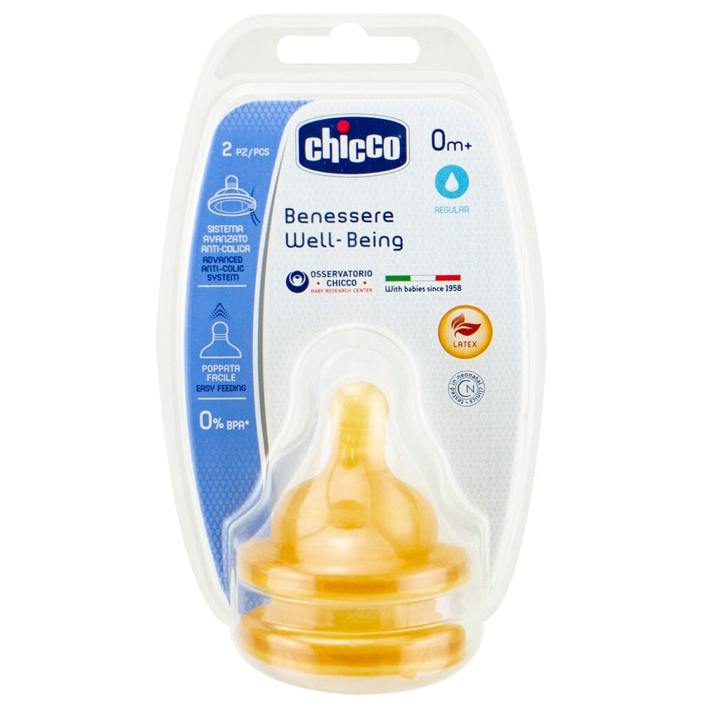 Chicco Benessere Well-Being Latex Teats 2pk - Slow Flow 0m+