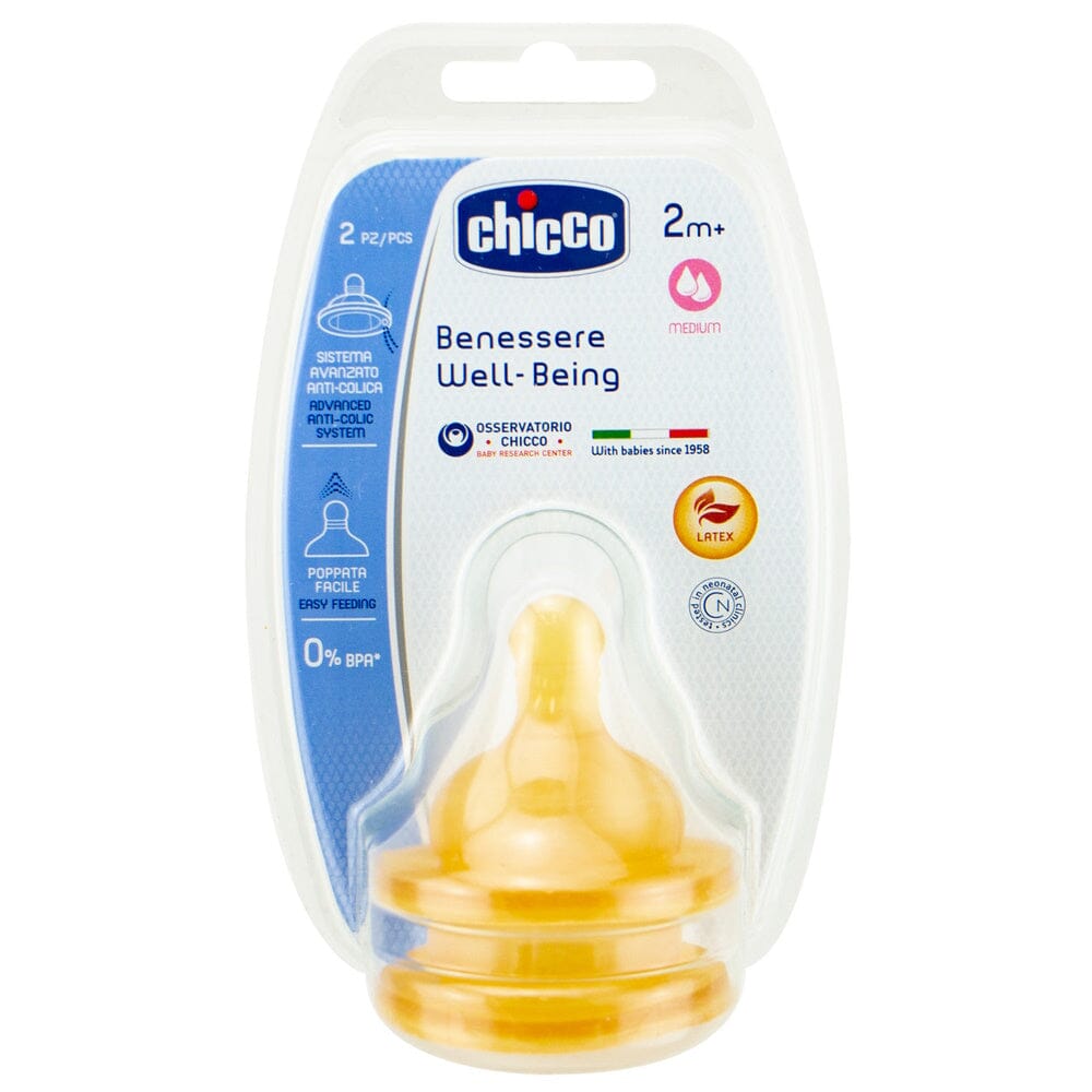 Chicco Benessere Well-Being Latex Teats 2pk - Medium Flow 2m+