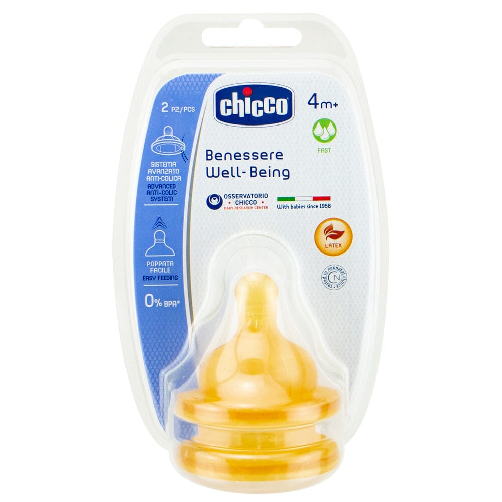 Chicco Benessere Well-Being Latex Teats 2pk - Fast Flow 4m+