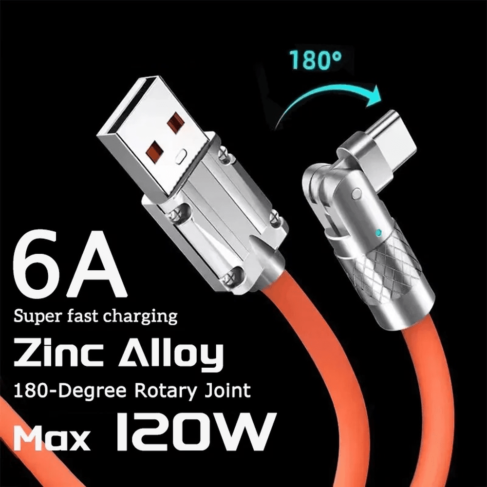 180cm 120W Fast Charge Cable - Lighting Black