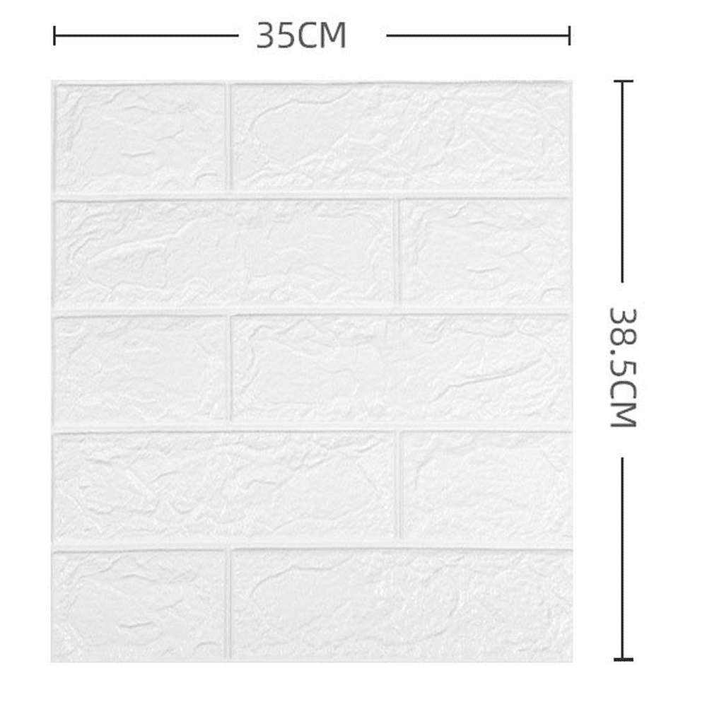 10 pcs. 3D Brick Self Adhesive Wallpaper Panels 35x38 cm - White