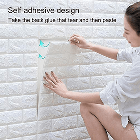 10 pcs. 3D Brick Self Adhesive Wallpaper Panels 35x38 cm - White