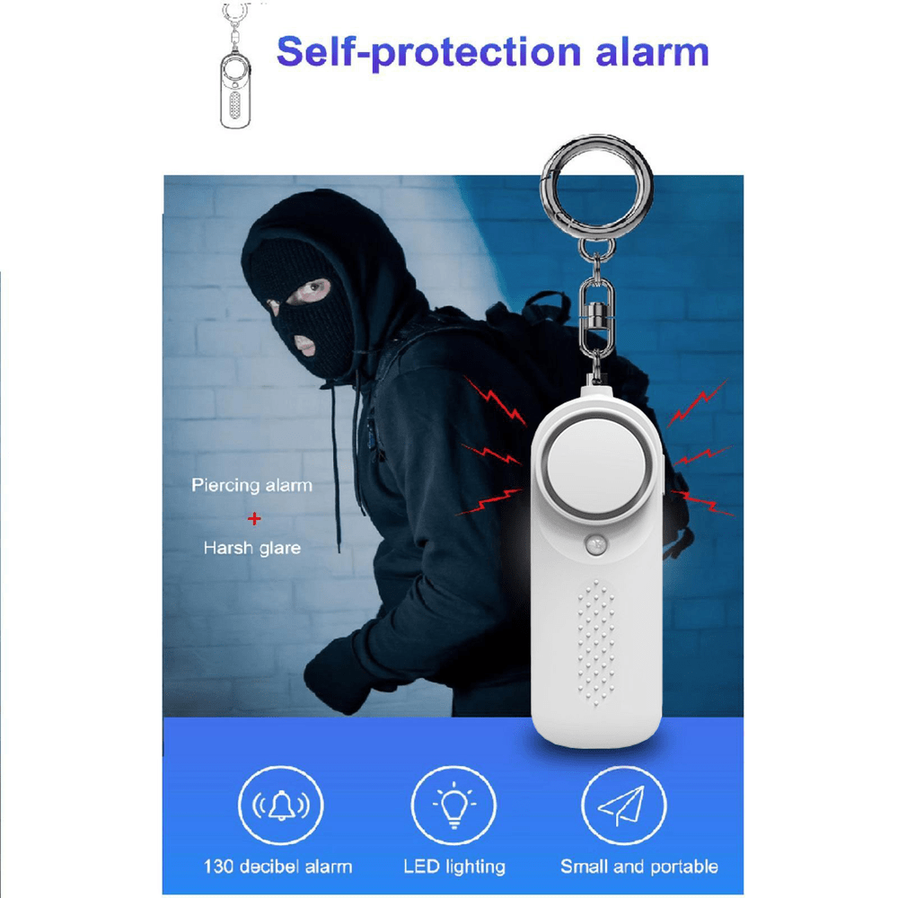 Safe Personal 130dB Self Defense Keychain Alarm - White