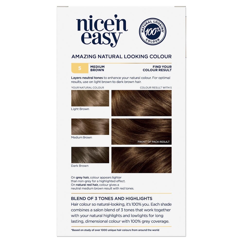 CLAIROL nice'n easy PERMANENT Hair Colour - 5 Medium Brown