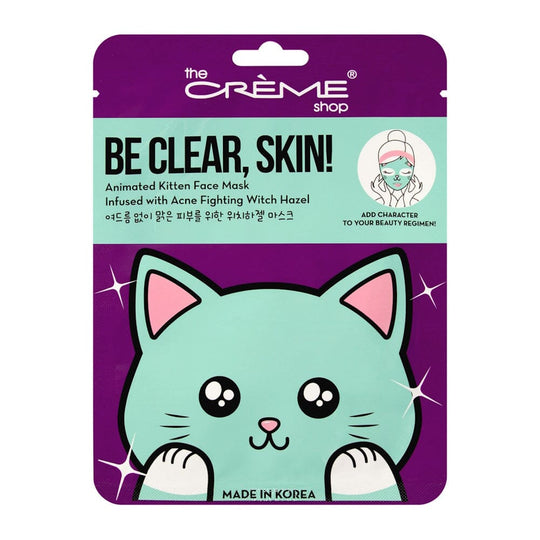 the CRÈME shop Be Clear, Skin! Animated Kitten Face Mask