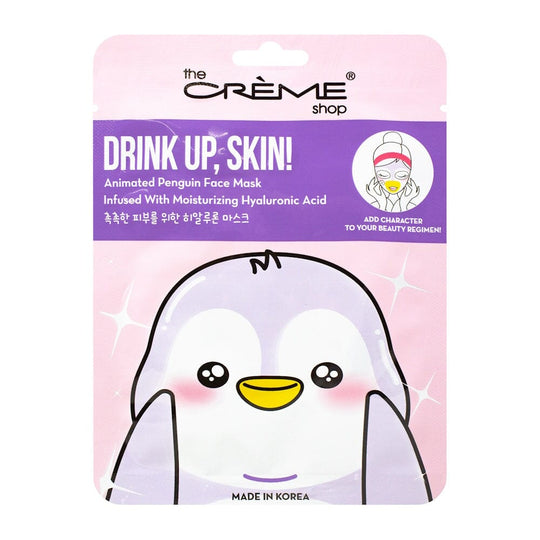 the CRÈME shop Drink Up, Skin! Animated Penguin Face Mask