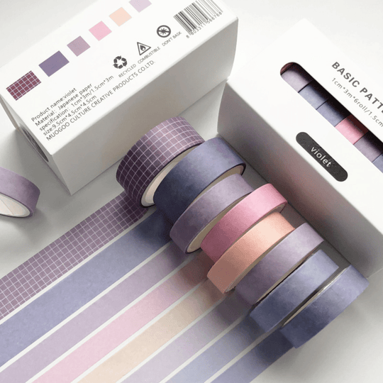 2pk 8-Rolls Basic Pattern Tape Set - Violet