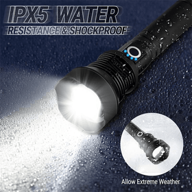 High Lumen LED Rechargeable Super Bright Torch Flashlight - 27cm