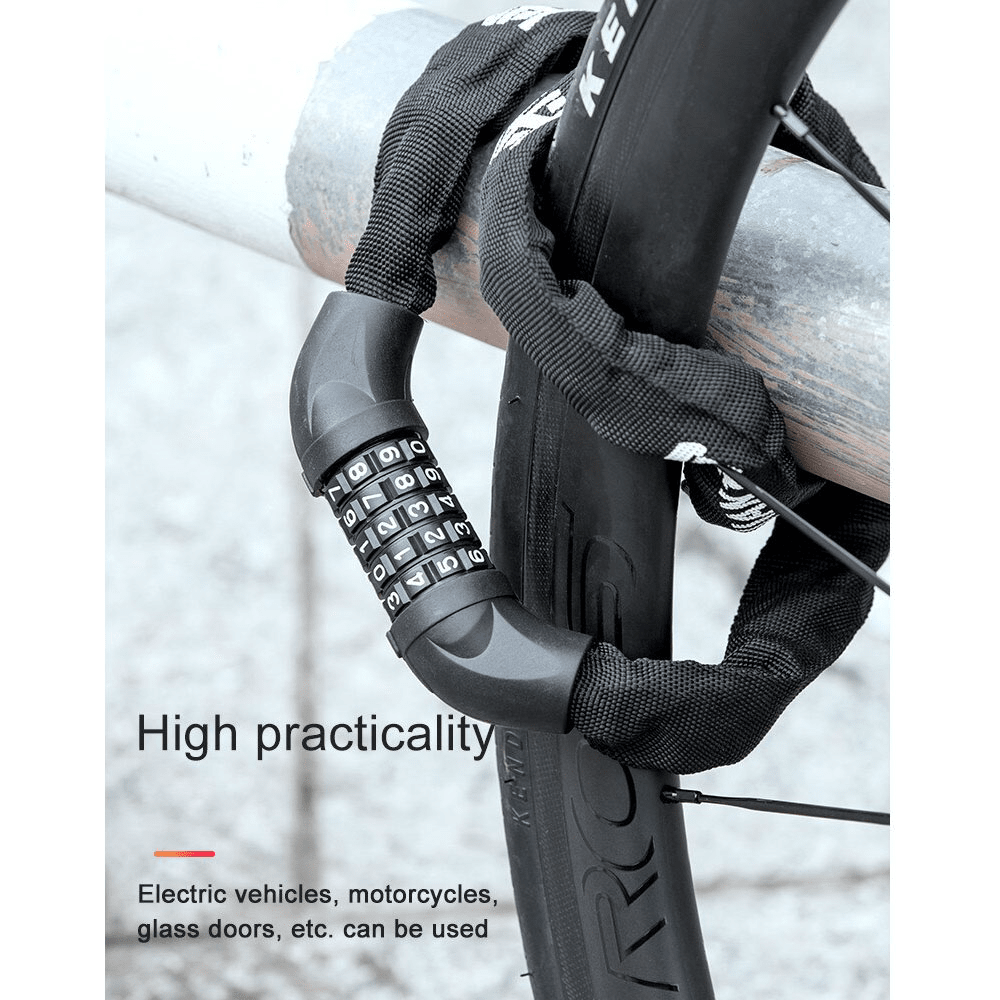 5 Digit Combination Anti Theft Bicycle Chain Lock - Black