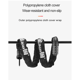5 Digit Combination Anti Theft Bicycle Chain Lock - Black
