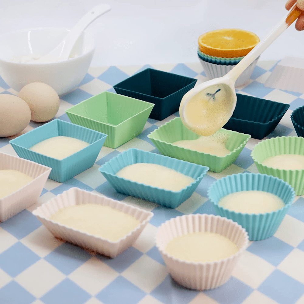 24pk Reusable 3-Shapes Silicone Cupcake/Muffin Liners Molds