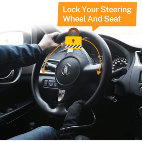 Universal Anti-Theft Steering Wheel Steel Wire Lock - Black