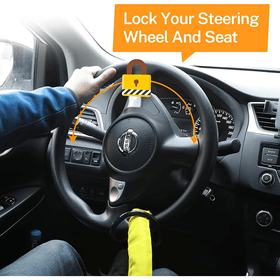 Universal Anti-Theft Steering Wheel Steel Wire Lock - Yellow