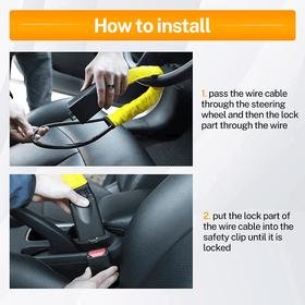 Universal Anti-Theft Steering Wheel Steel Wire Lock - Yellow
