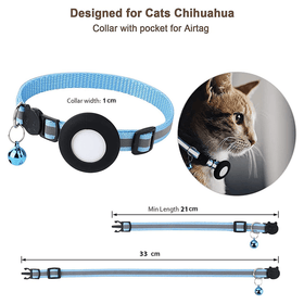 Reflective Airtag Holder Case Cat/Puppy Collar - Black