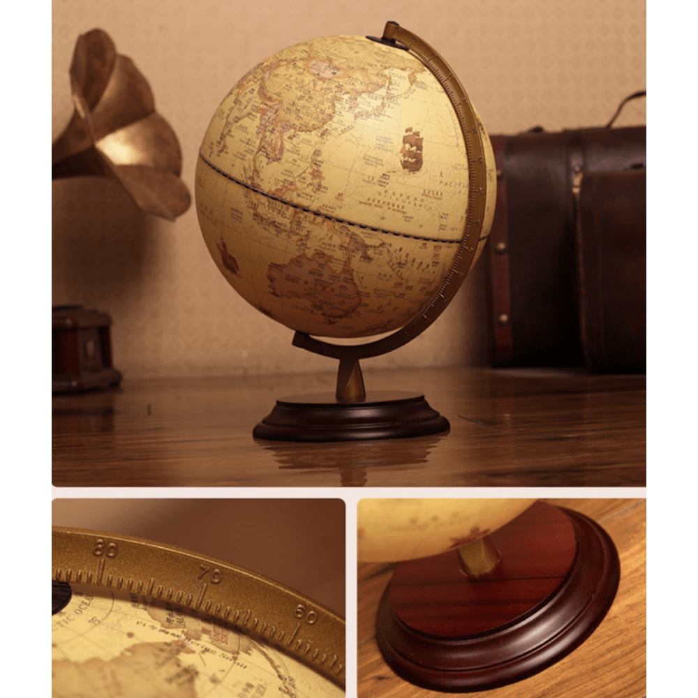 Illuminated Antique World Globe Decor LED Light - 25cm