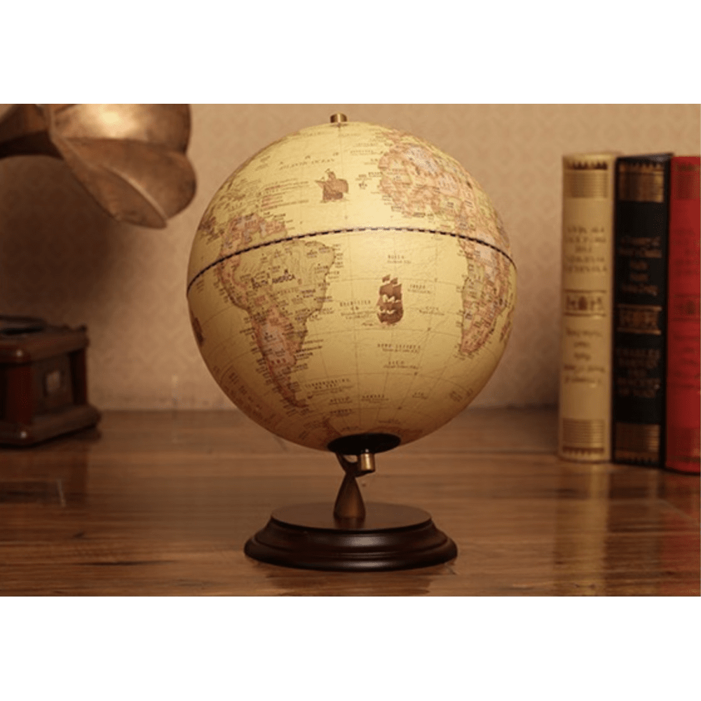 Illuminated Antique World Globe Decor LED Light - 25cm