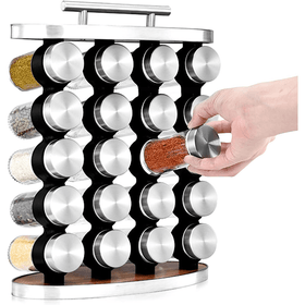 Standing 20-Jar Countertop Spice Rack with handle