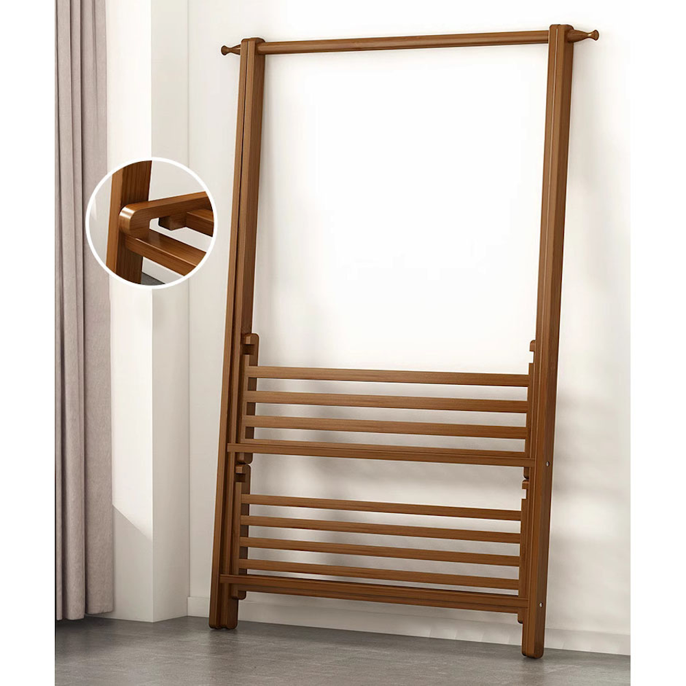 Bamboo Foldable Clothes Hanging Rack 66m