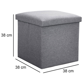 38cm Storage Ottoman Cube Foot Rest - Grey