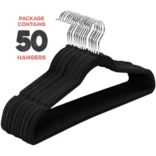 50pk Velvet Hangers - 45cm