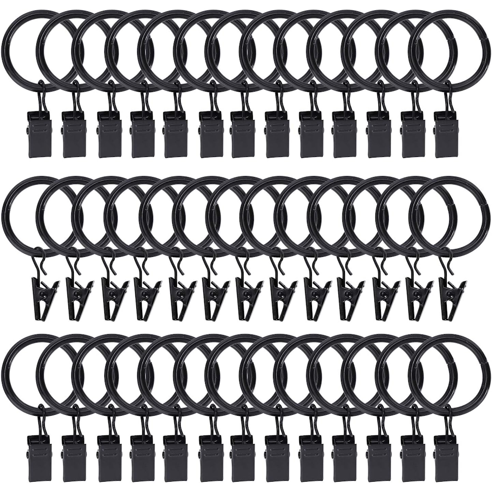 30pk Curtain Rings with Clips Hooks