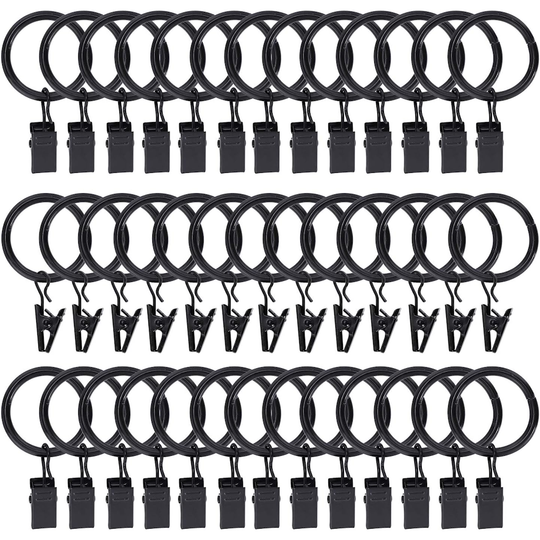 30pk Curtain Rings with Clips Hooks