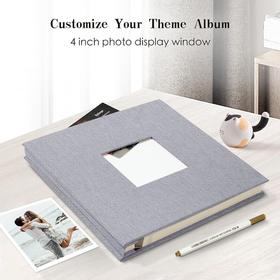 Self Adhesive Linen Photo Album with Window Pocket - 80 pages