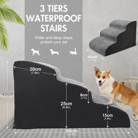 3-Tier High Density Foam Pet Stairs