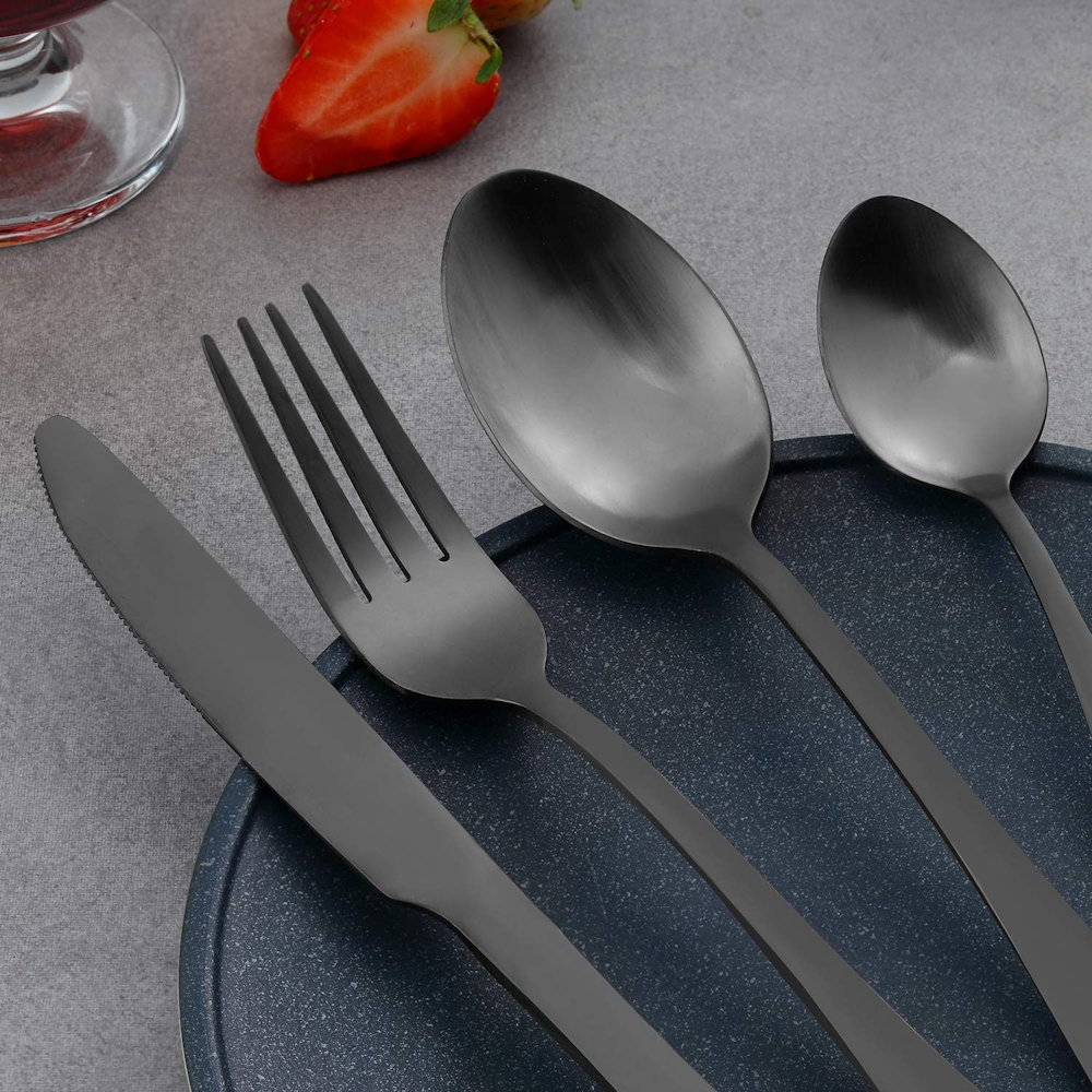 20 pcs. Stainless Steel Tableware Set - Black