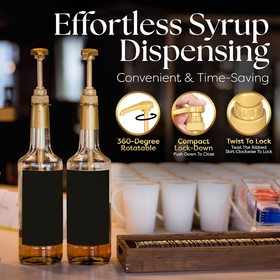 4pk Syrup Pump Dispenser for 750mL Bottles - Gold