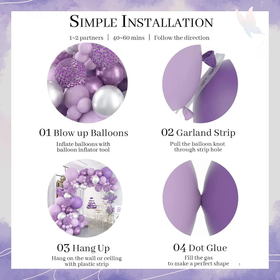 118 pcs. Butterfly Stickers Balloon Garland Kit - Purple