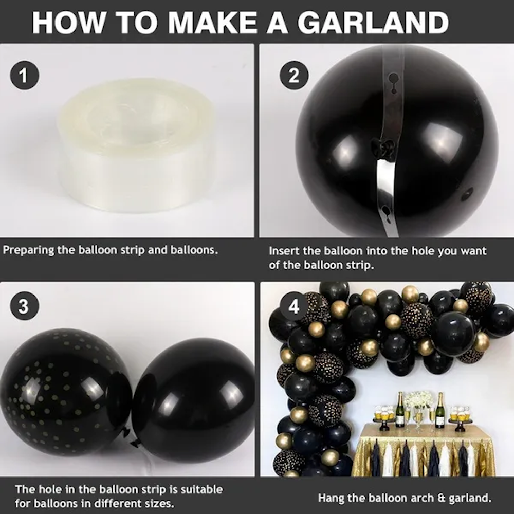 137 pcs. Balloon Garland Kit - Black and Gold