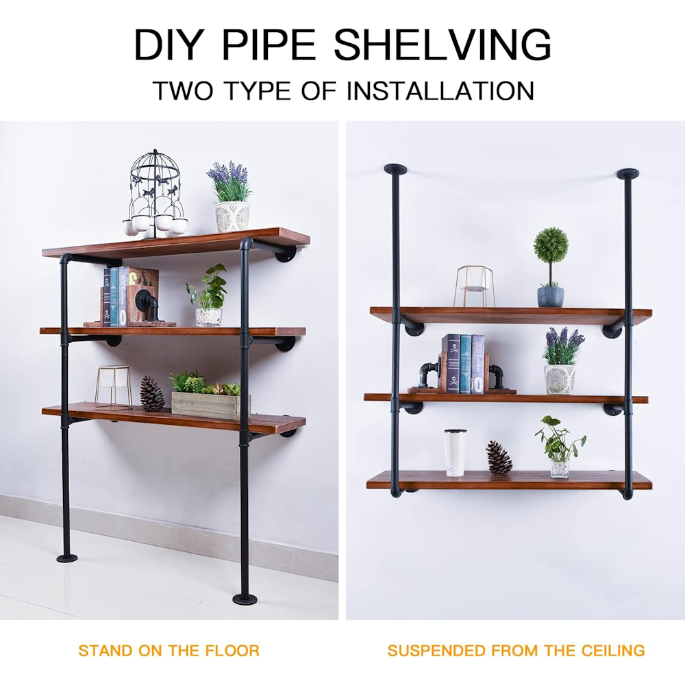 3-Tier Industrial Iron Pipe DIY Shelf
