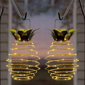 2pk Outdoor Solar Hanging Pineapple Lantern Lights