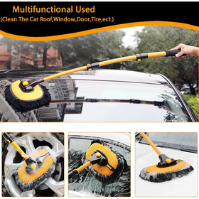 Car Wash Brush with Long Handle and Microfiber Mop Pads