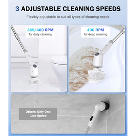Cordless Cleaning Brush with 9 Replaceable Brush Heads